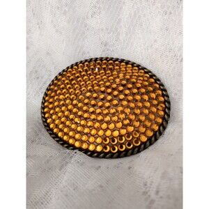 Vintage Oval Belt Buckle Joomi Joolz Rhinestone Roped Brass Y2K Amber Crystals